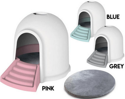 M-Pets Igloo 2 In 1 Toaletă Pisică Închisă Roz L45.7 x W60 x H43buc