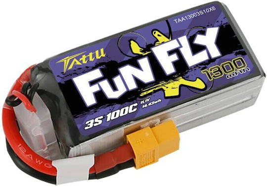 Tattu FunFly Батерия Li-Po 11.1V 1300mAh 100C 3S XT60 за Дрон