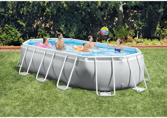 Intex Prism Οβάλ Πισίνα PVC 13365lt με Μεταλλικό Σκελετό 503x274x122εκ. Γκρι