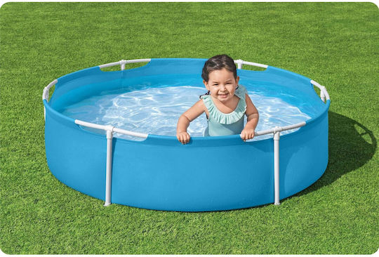 Bestway Детски Кръгъл Басейн PVC 580л с Метална Рамка 152x38см Светлосин