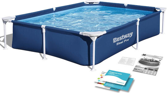 Bestway Children's PVC Swimming Pool 1200lt with Metallic Frame 221x150x43cm Blue