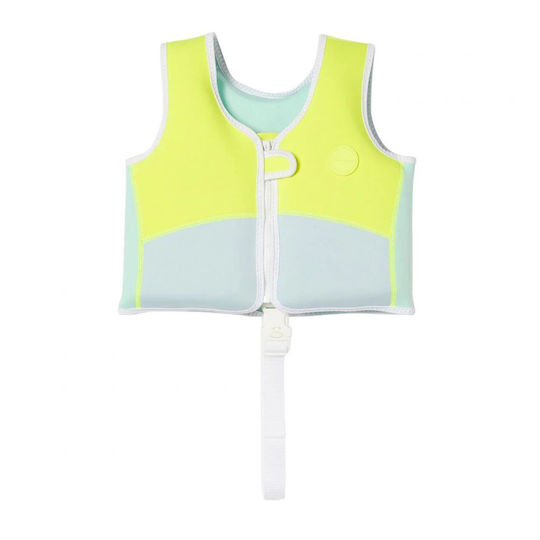 Sunnylife Kids' Life Jacket Neoprene Turquoise Salty the Shark Aqua Neon Yellow