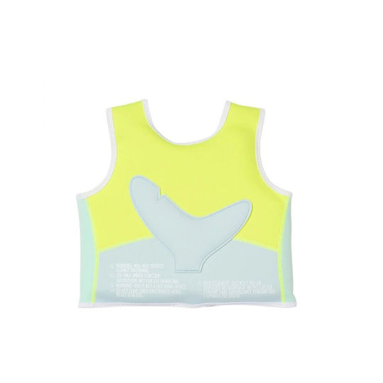 Sunnylife Kids' Life Jacket Neoprene Turquoise Salty the Shark Aqua Neon Yellow