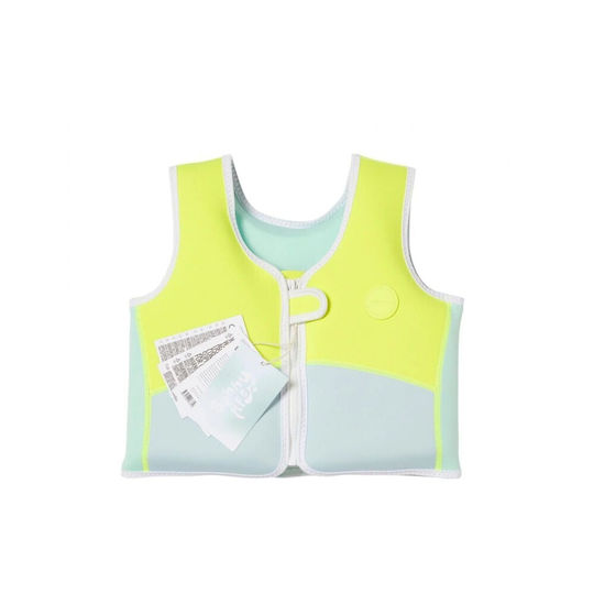 Sunnylife Kids' Life Jacket Neoprene Turquoise Salty the Shark Aqua Neon Yellow