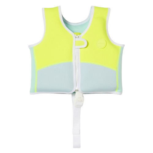 Sunnylife Kids' Life Jacket Neoprene Turquoise Salty the Shark Aqua Neon Yellow