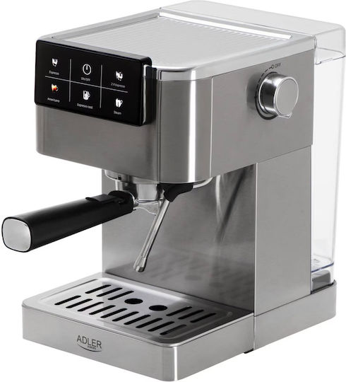 Adler Αυτόματη Μηχανή Espresso 1350W Πίεσης 20bar Ασημί AD 4390