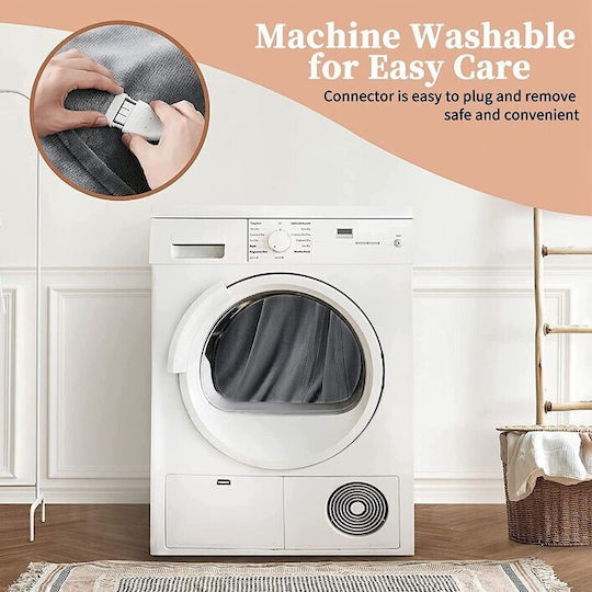 Alista Home Pătură Electrică Semi Dublă Lavabilă cu Temporizator Gri 135W 130x180cm