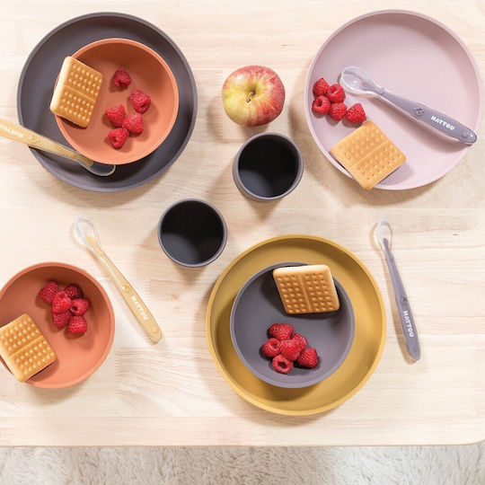 Nattou Feeding Set made of Silicone with Non-Slip Base Multicolour 4pcs