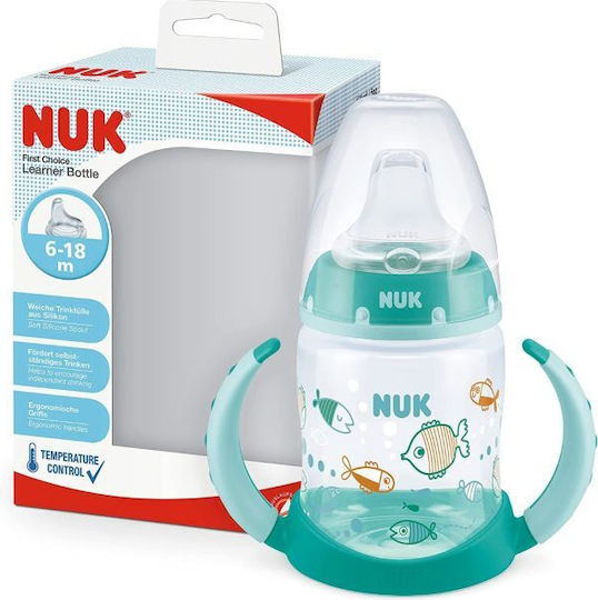 Nuk First Choice Plus Εκπαιδευτικό Μπιμπερό Σιλικόνης με Λαβές Πράσινο για 6m+ 150ml 6-18M