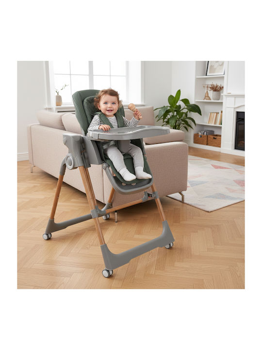 Bebe Stars Serenna Foldable Highchair 2 in 1 with Adjustable Height Green