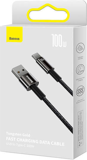 Baseus Tungsten USB 2.0 Kabel USB Typ-C männlich - USB-A 100W PD Schwarz 2m CAWJ000101