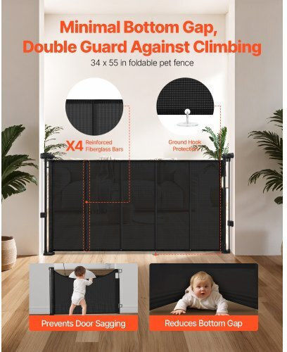 Vevor Foldable Security Door in Black Color 1pcs