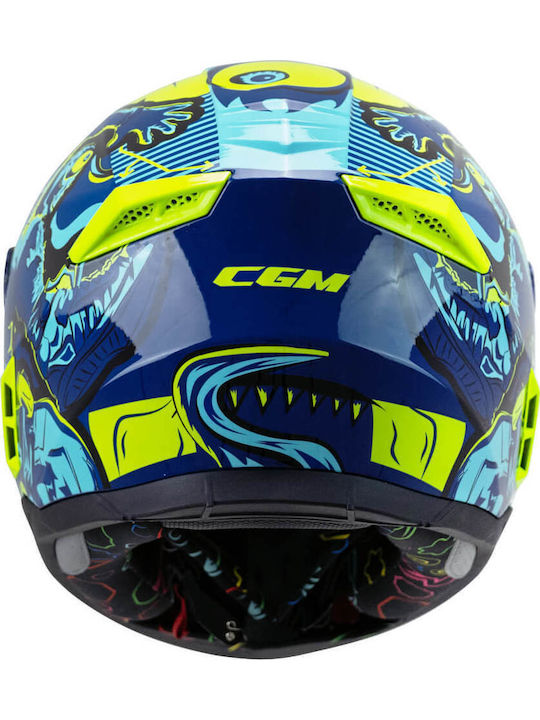 CGM Micro Monster 265X Blue / Fluo Yellow Matt Παιδικό Κράνος Μηχανής Full Face ECE 22.06 1100gr