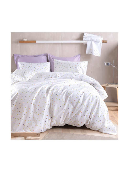 Rythmos Sheet Set Semi-double with Elastic Band Cotton Tiny Heart White 160x260cm 3pcs