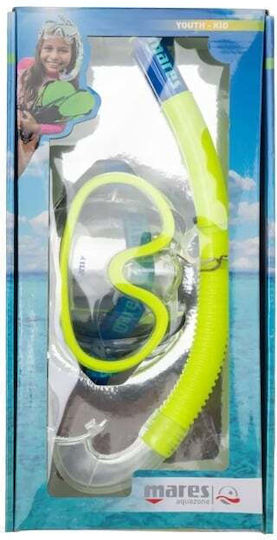 Mares Μάσκα Θαλάσσης με Αναπνευστήρα Παιδική Combo Jelly Snorkerling Lime/Blue/Clear
