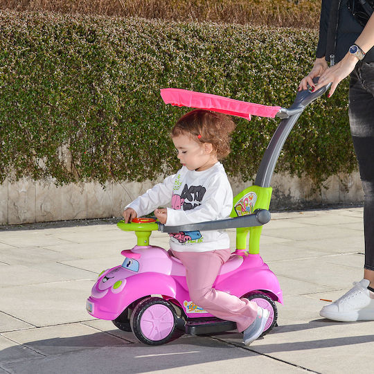 Cangaroo Smile Car Ride On with Parental Handle for 12+ Months Pink