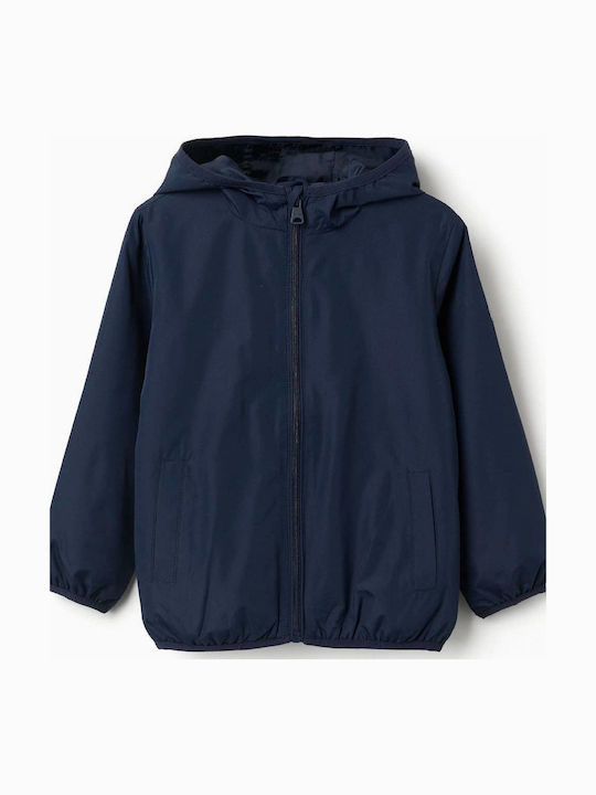 Kinder Freizeitjacke Winddicht mit Kapuze Marineblau
