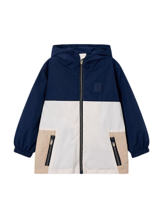 Kids Casual Windproof Jacket with Hood Navy Blue