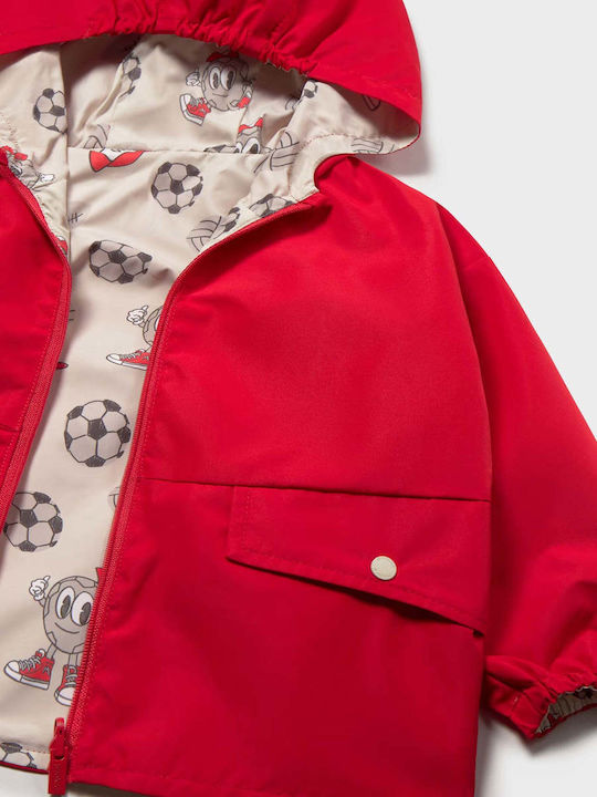 Kids Casual Waterproof Jacket with Hood Red