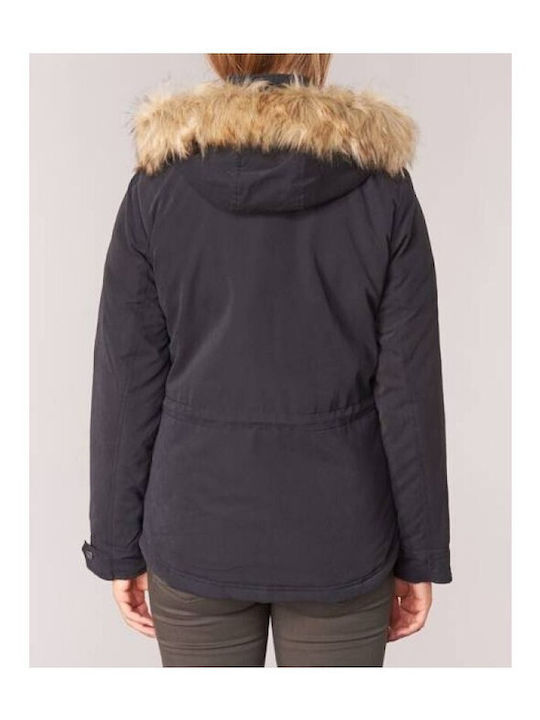 Women's for Hiking Short Parka Jacket for Winter with Detachable Hood Khaki