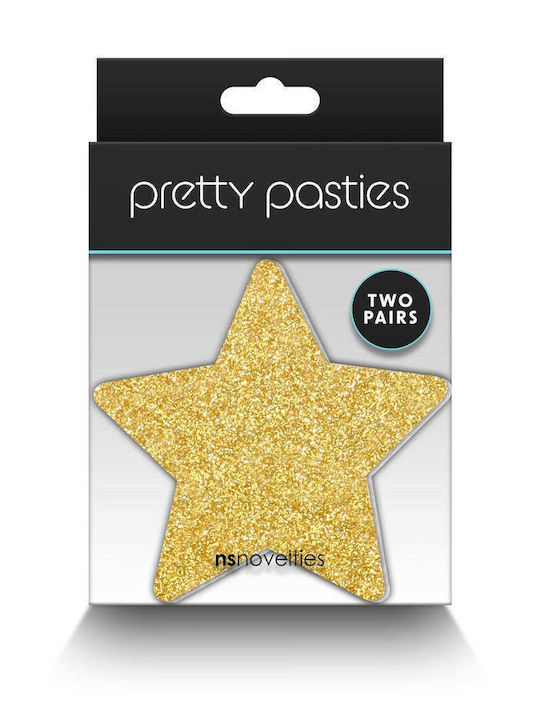 Ns Novelties Pretty Pasties Star Glitter Glow Black & Gold