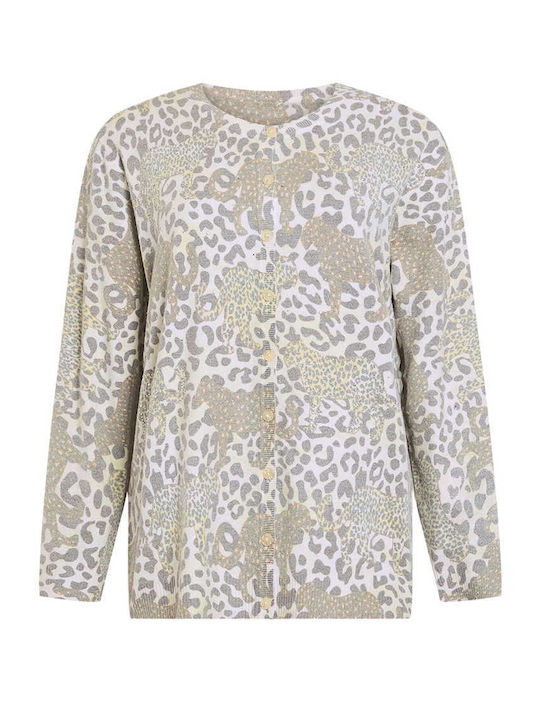 Celestino Cardigan Pentru Femei Strass Animal Print Gri