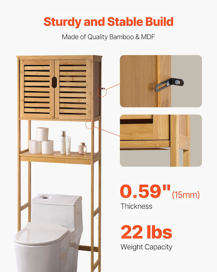 Vevor Bathroom Cabinet 65x27x175cm Brown