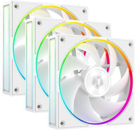 ID-Cooling AF-127 Ventilator Pentru Carcasă 120mm (2000rpm / 78cfm) cu Iluminare ARGB și Conexiune 3-Pin 3 Bucăți Albe