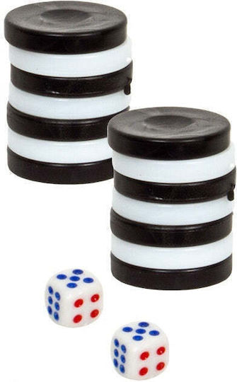 ToyMarkt Wooden Checkers for Backgammon White-black