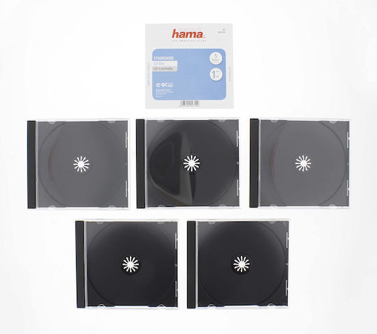 HAMA CD Box για 1 Δίσκο με Διάφανη Πρόσοψη σε Μαύρο Χρώμα 5τμχ