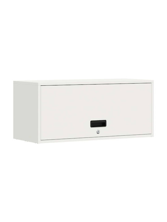 Wall Mount Living Room Cabinet Made of Metal White 80x33x35cm