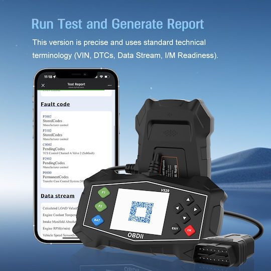 Instrument de diagnostic auto cu ecran OBD 2 cu cablu