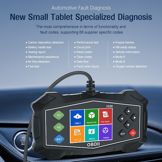 Instrument de diagnostic auto cu ecran OBD 2 cu cablu