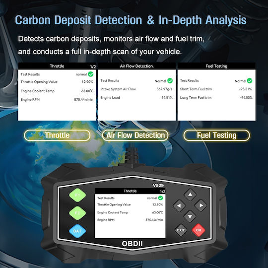 Instrument de diagnostic auto cu ecran OBD 2 cu cablu