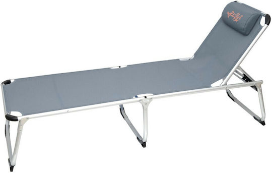 Campus Beach Sunbed Grey Foldable Aluminum with Pillow 187x58x30cm