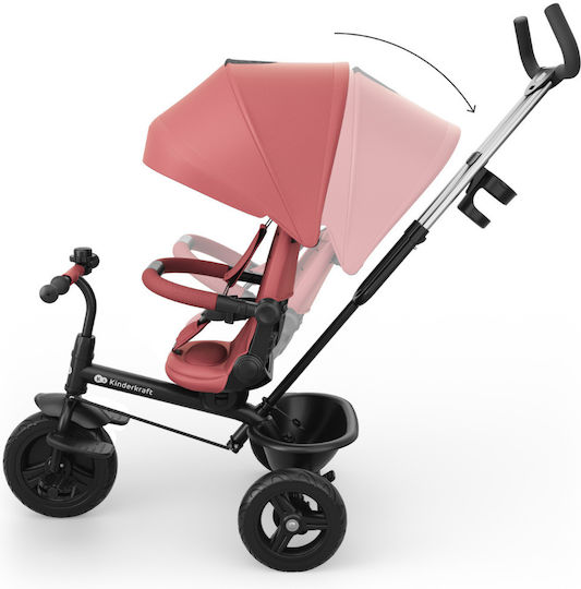 Kinderkraft Aston 2 Plus Triciclete Pentru Copii Cu Mâner Pentru Părinți Roz