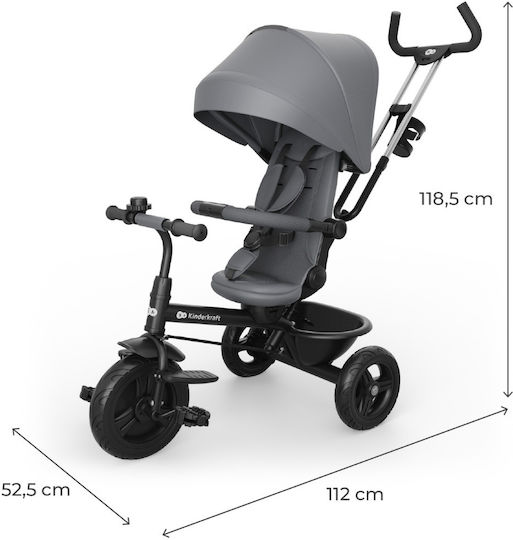 Kinderkraft Aston 2 Plus Wandelbar mit Elterngriff Grau