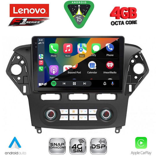 Lenovo Ηχοσύστημα Αυτοκινήτου για Ford Mondeo 2011-2013 με Clima (Bluetooth/USB/WiFi/GPS/Apple-Carplay/Android-Auto) με Οθόνη Αφής 10"
