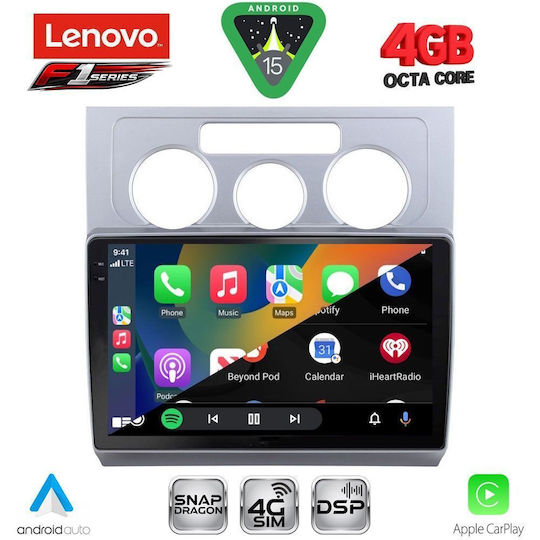 Lenovo Ηχοσύστημα Αυτοκινήτου για Volkswagen Touran 2003-2010 με A/C (Bluetooth/USB/WiFi/GPS/Apple-Carplay/Android-Auto) με Οθόνη Αφής 10"