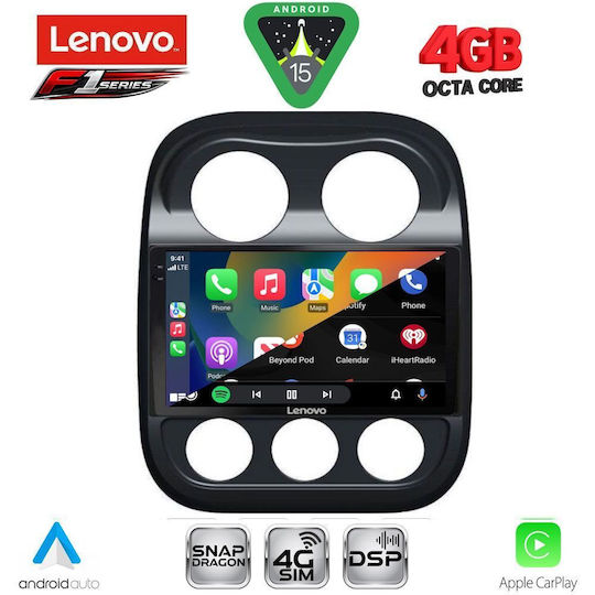 Lenovo Car Audio System for Jeep Compass / Patriot 2007-2016 (Bluetooth/USB/WiFi/GPS/Apple CarPlay/Android Auto) with 10" Touch Screen