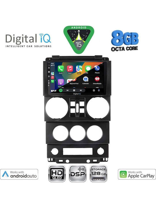 Digital IQ Auto-Audiosysteme für Jeep Wrangler 2006-2011 (Bluetooth/USB/Eingebautes Wi-Fi / GPS / Apple CarPlay / Android Auto) mit 9 Zoll Touchscreen