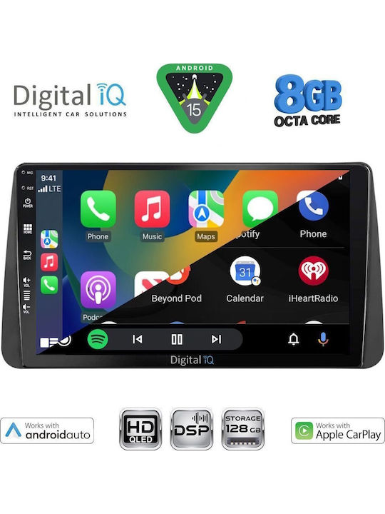 Digital IQ Car Audio System for Fiat Tipo 2018-2023 Bluetooth USB WiFi GPS Apple CarPlay Android Auto with 9" Touch Screen