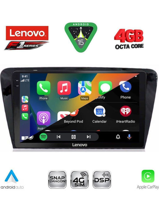 Lenovo Car Audio System for Skoda Octavia 2013-2021 Bluetooth USB WiFi GPS Apple CarPlay Android Auto with 10" Touch Screen