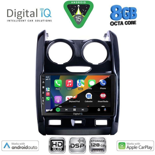 Digital IQ Car Audio System for Dacia Duster 2012-2019 Bluetooth USB WiFi GPS Apple CarPlay Android Auto with 9" Touch Screen