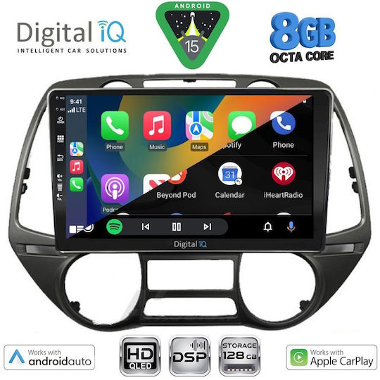 Digital IQ Ηχοσύστημα Αυτοκινήτου για Hyundai i20 2008-2013 (Bluetooth/USB/WiFi/GPS/Apple-Carplay/Android-Auto) με Οθόνη Αφής 9"