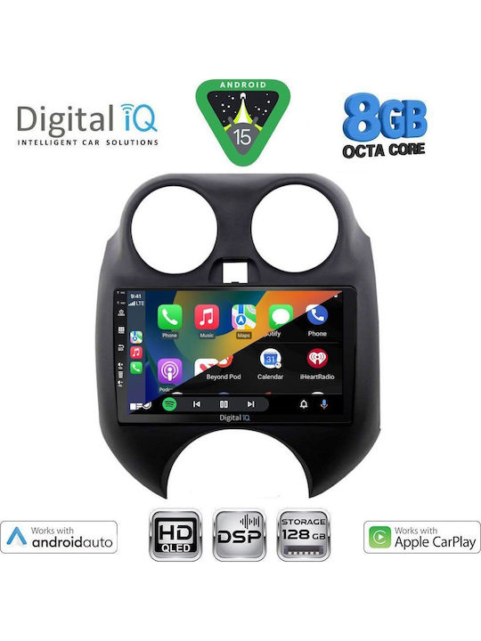 Digital IQ Car Audio System for Nissan Micra 2010-2014 Bluetooth USB WiFi GPS Apple CarPlay Android Auto with 9" Touch Screen
