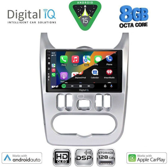 Digital IQ Ηχοσύστημα Αυτοκινήτου για Renault Logan Dacia Duster / Logan / Sandero 2006-2012 (Bluetooth/USB/WiFi/GPS/Apple-Carplay/Android-Auto) με Οθόνη Αφής 9"