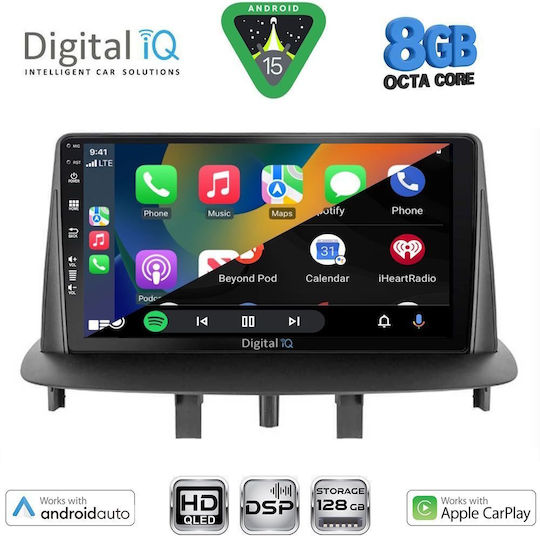 Digital IQ Car Audio System for Renault Megane 2009-2016 Bluetooth USB WiFi GPS Apple CarPlay Android Auto with 9" Touch Screen