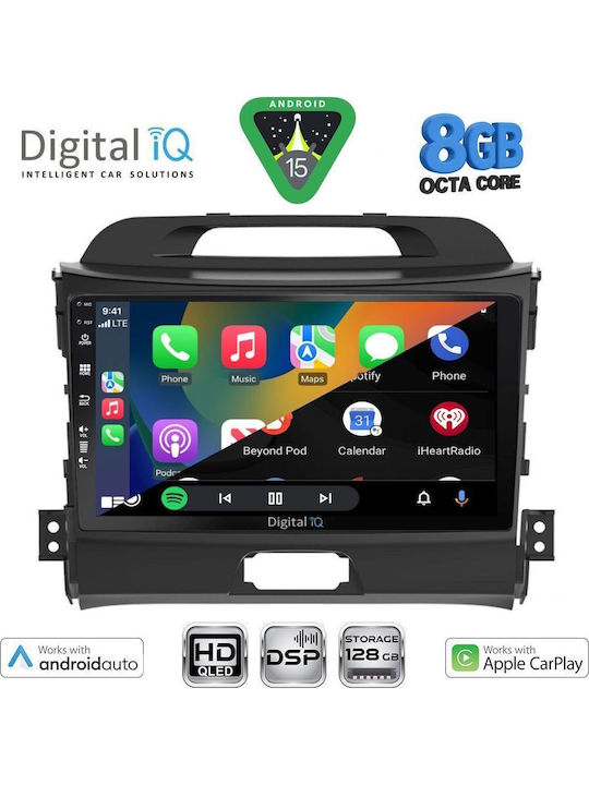 Digital IQ Car Audio System for Kia Sportage 2010-2015 (Bluetooth/USB/WiFi/GPS/Apple CarPlay/Android Auto) with 9" Touch Screen