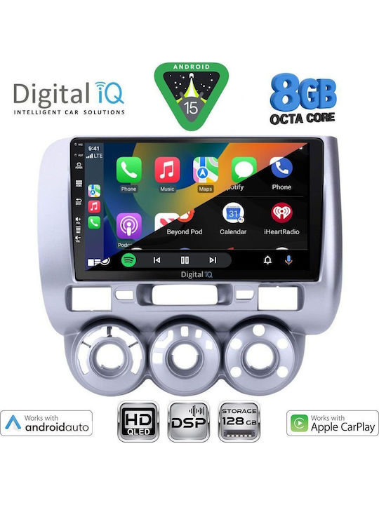 Digital IQ Sistem Audio Auto pentru Honda Jazz 2002-2008 cu A/C (Bluetooth/USB/Wi-Fi/GPS/Apple CarPlay/Android Auto) cu Ecran Tactil 9"